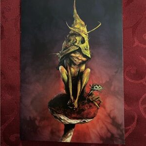 Whimsical Pixie Ferry Art Print on Mushroom Card